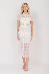 Saia Midi de Renda Offwhite