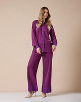 Conjunto Alfaiataria Camisa e Calça Pantalona Roxo