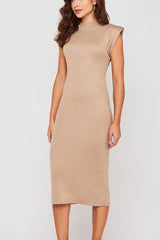 Vestido Muscle Tee Trico Fio Conforto Bege