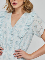 Vestido Laise Bordado Longuete Azul