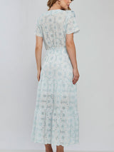 Vestido Laise Bordado Longuete Azul