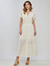 Vestido Laise Bordado Longuete Offwhite