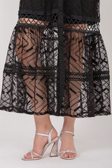 Vestido Longo Renda Manga Longa Preto