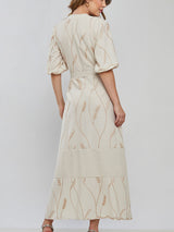 Vestido Laise Bordado Longuete Bege