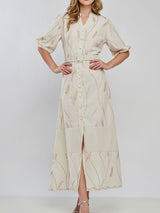 Vestido Laise Bordado Longuete Bege