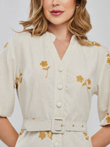 Vestido Laise Bordado Longuete Dourado