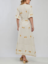 Vestido Laise Bordado Longuete Dourado