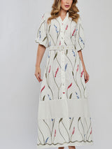 Vestido Laise Bordado Longuete Offwhite