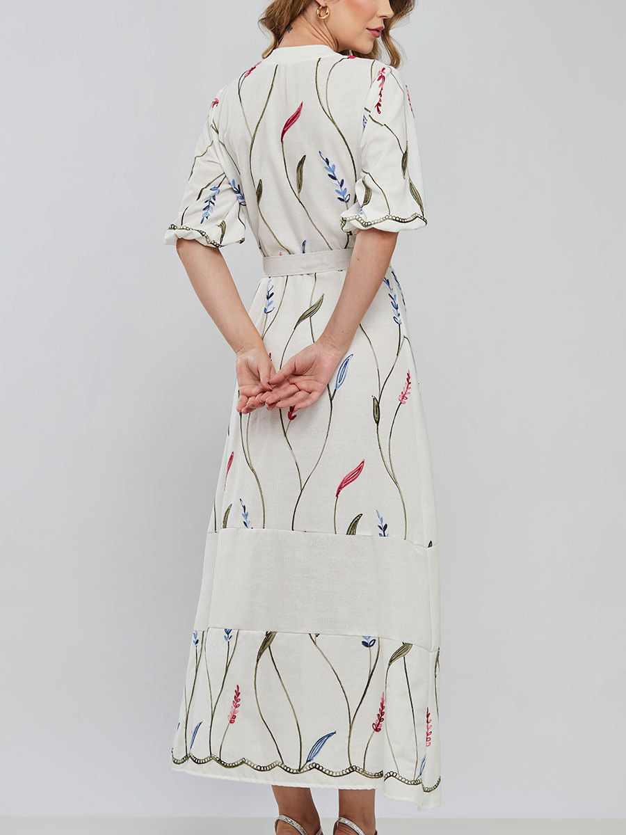 Vestido Laise Bordado Longuete Offwhite