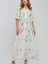 Vestido Laise Bordado Longuete Offwhite