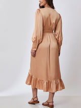 Vestido Envelope Cetim Camel