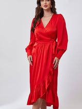 Vestido Envelope Cetim Vermelho