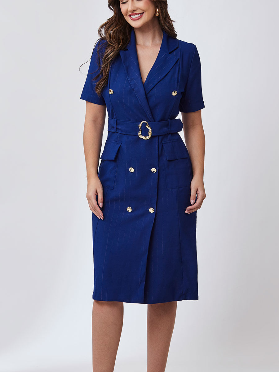 Vestido Blazer Transpassado Azul