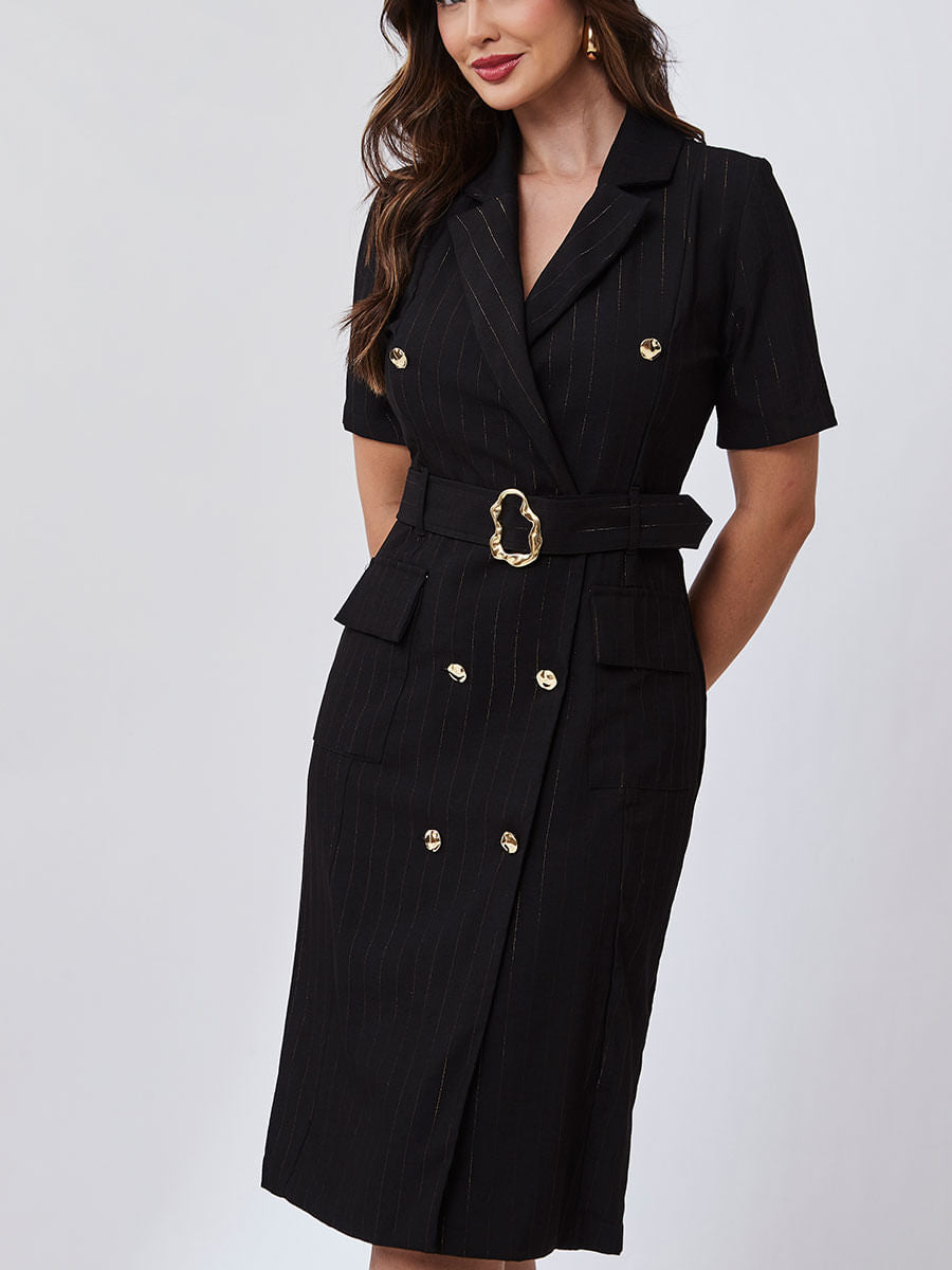 Vestido Blazer Transpassado Preto