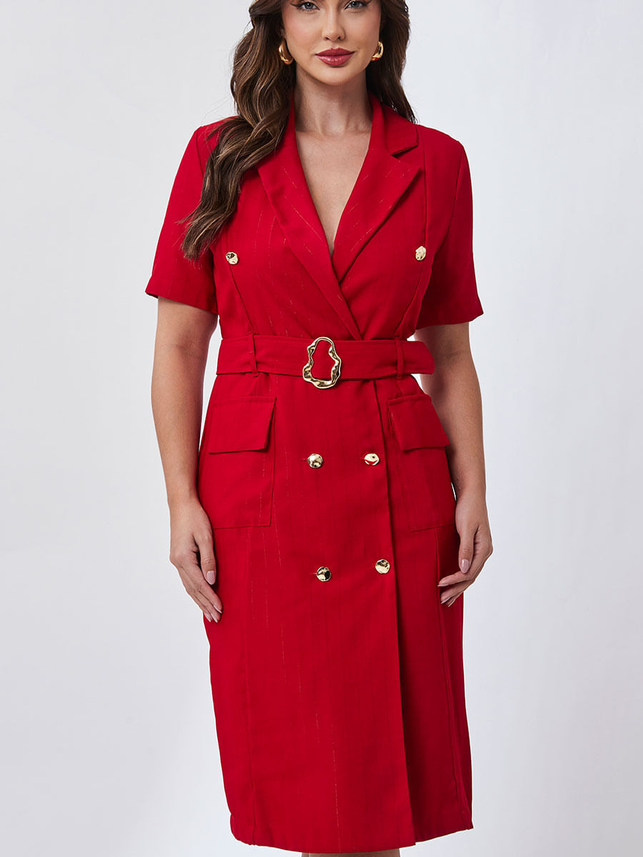 Vestido Blazer Transpassado Vermelho