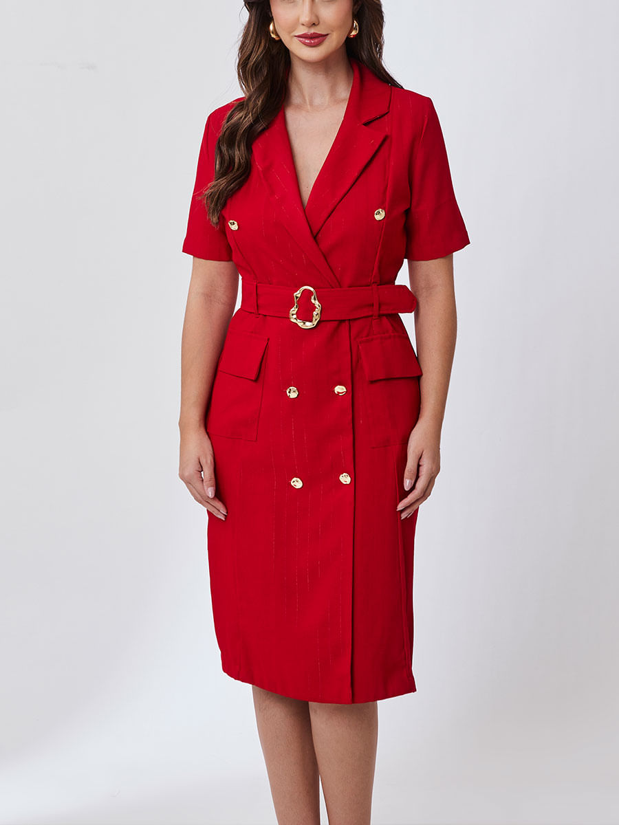 Vestido Blazer Transpassado Vermelho