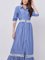 Vestido Chemise Listras Azul