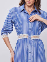 Vestido Chemise Listras Azul