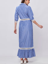 Vestido Chemise Listras Azul