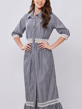 Vestido Chemise Listras Preto