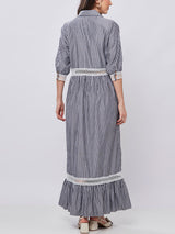 Vestido Chemise Listras Preto