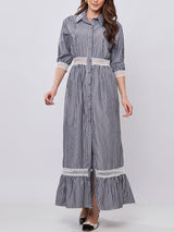Vestido Chemise Listras Preto
