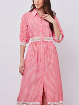 Vestido Chemise Listras Vermelho