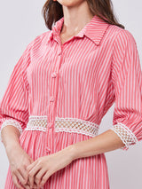 Vestido Chemise Listras Vermelho