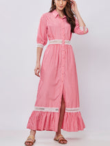Vestido Chemise Listras Vermelho