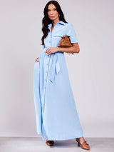 Vestido Chemise Longo Azul