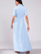Vestido Chemise Longo Azul