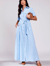 Vestido Chemise Longo Azul