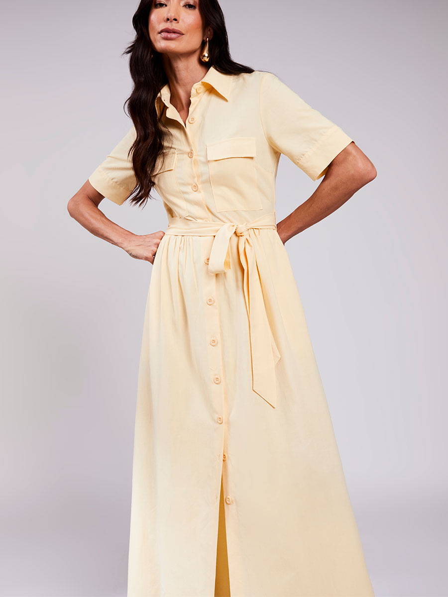 Vestido Chemise Longo Manteiga