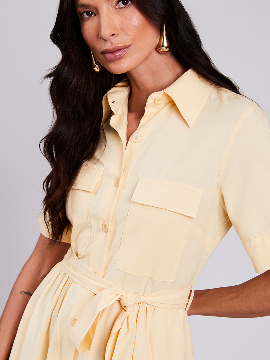 Vestido Chemise Longo Manteiga