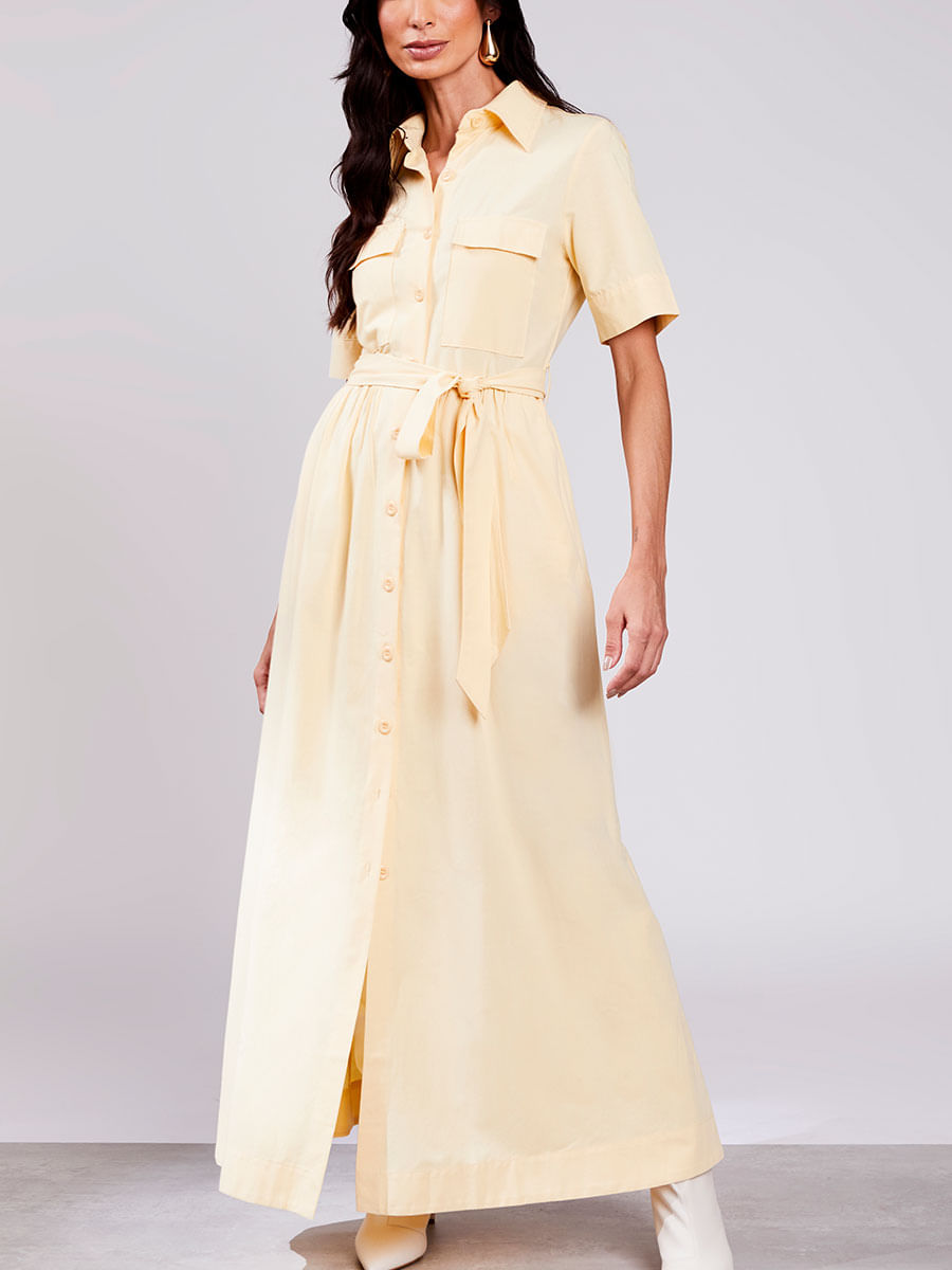 Vestido Chemise Longo Manteiga
