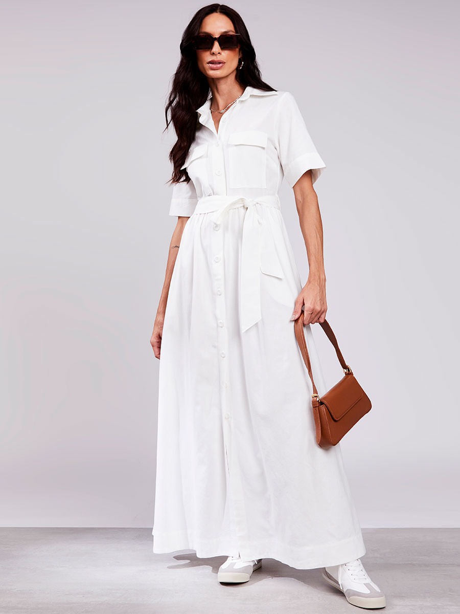 Vestido Chemise Longo Offwhite