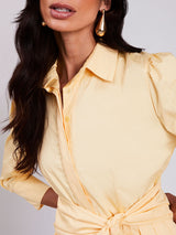 Vestido Tricoline Toque Acetinado Amarelo