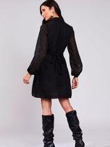 Vestido Curto Tecido 3D Preto