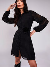 Vestido Curto Tecido 3D Preto