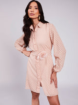 Vestido Curto Tecido 3D Nude