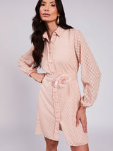 Vestido Curto Tecido 3D Nude