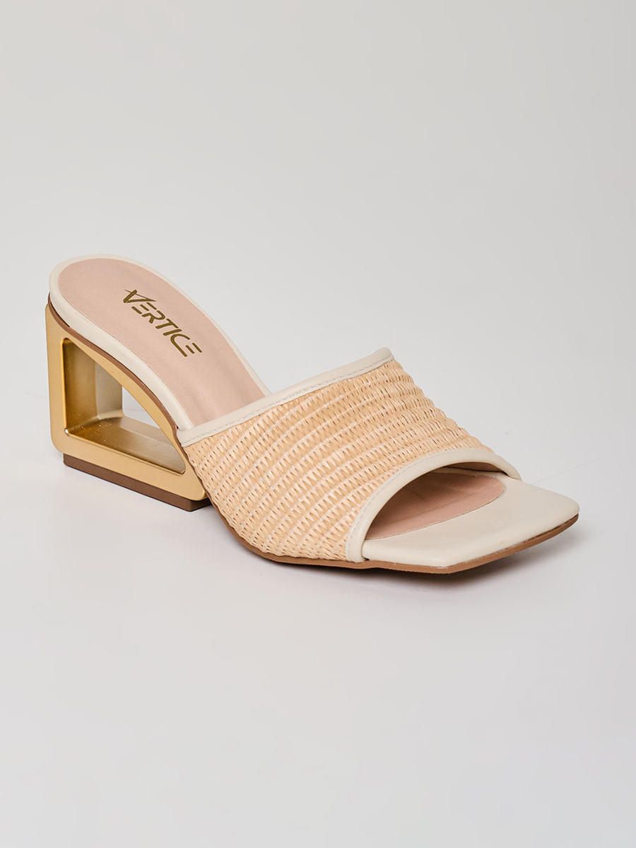 Mule Salto Metal Tramas Natural  - 36 - Natural