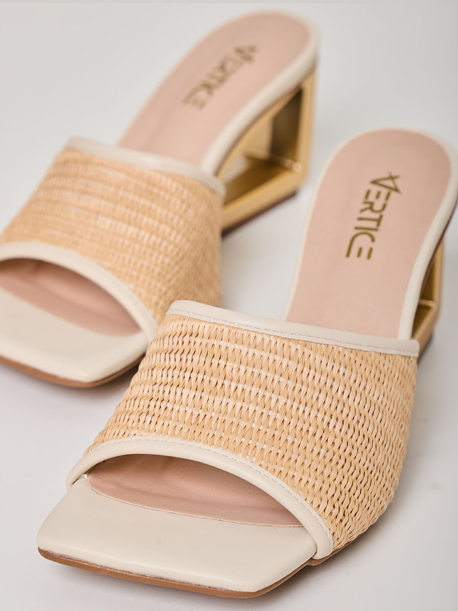 Mule Salto Metal Tramas Natural