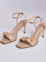 Sandalia Salto Fino com Fivela Porcelana