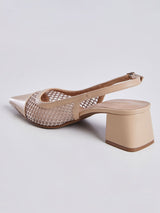 Sandália Salto Bloco Slingback Bege