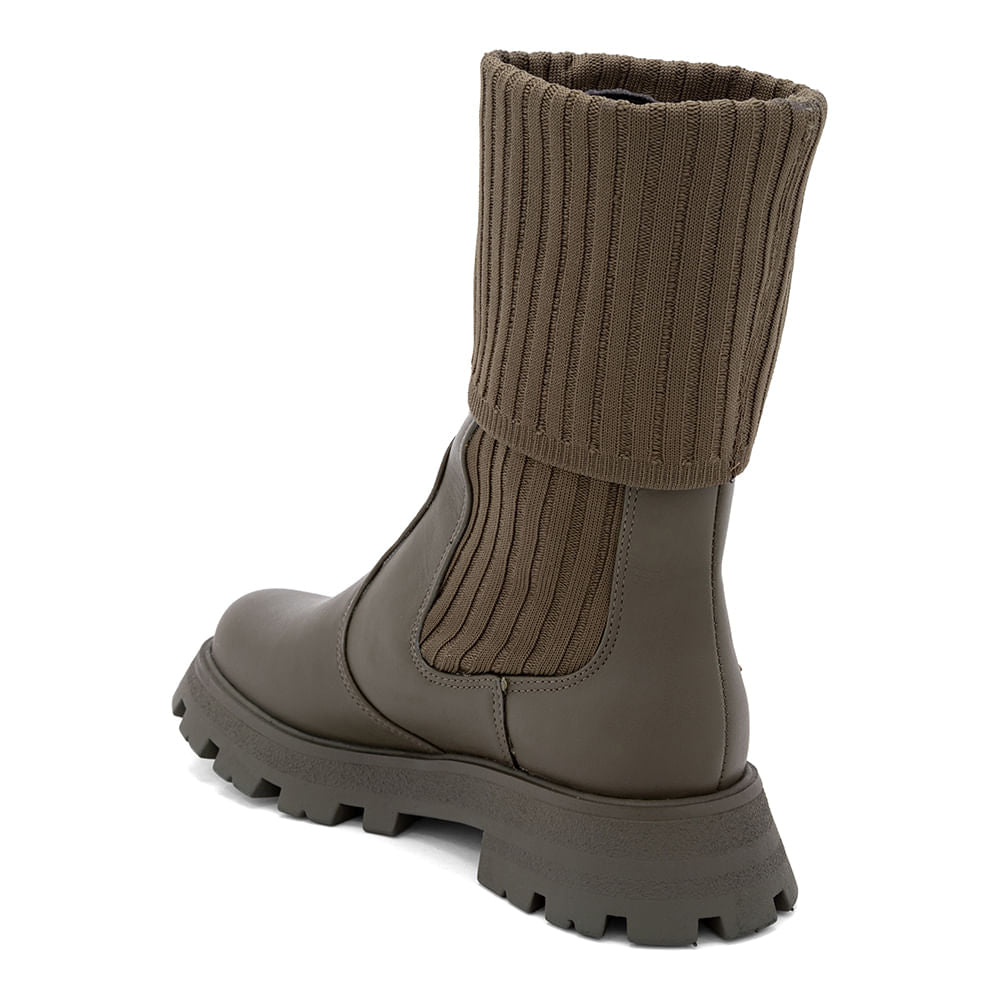 Bota Meia Coturno Cano Médio Tratorada  Verde