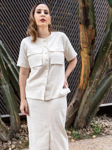 Conjunto Saia e Camisa Areia