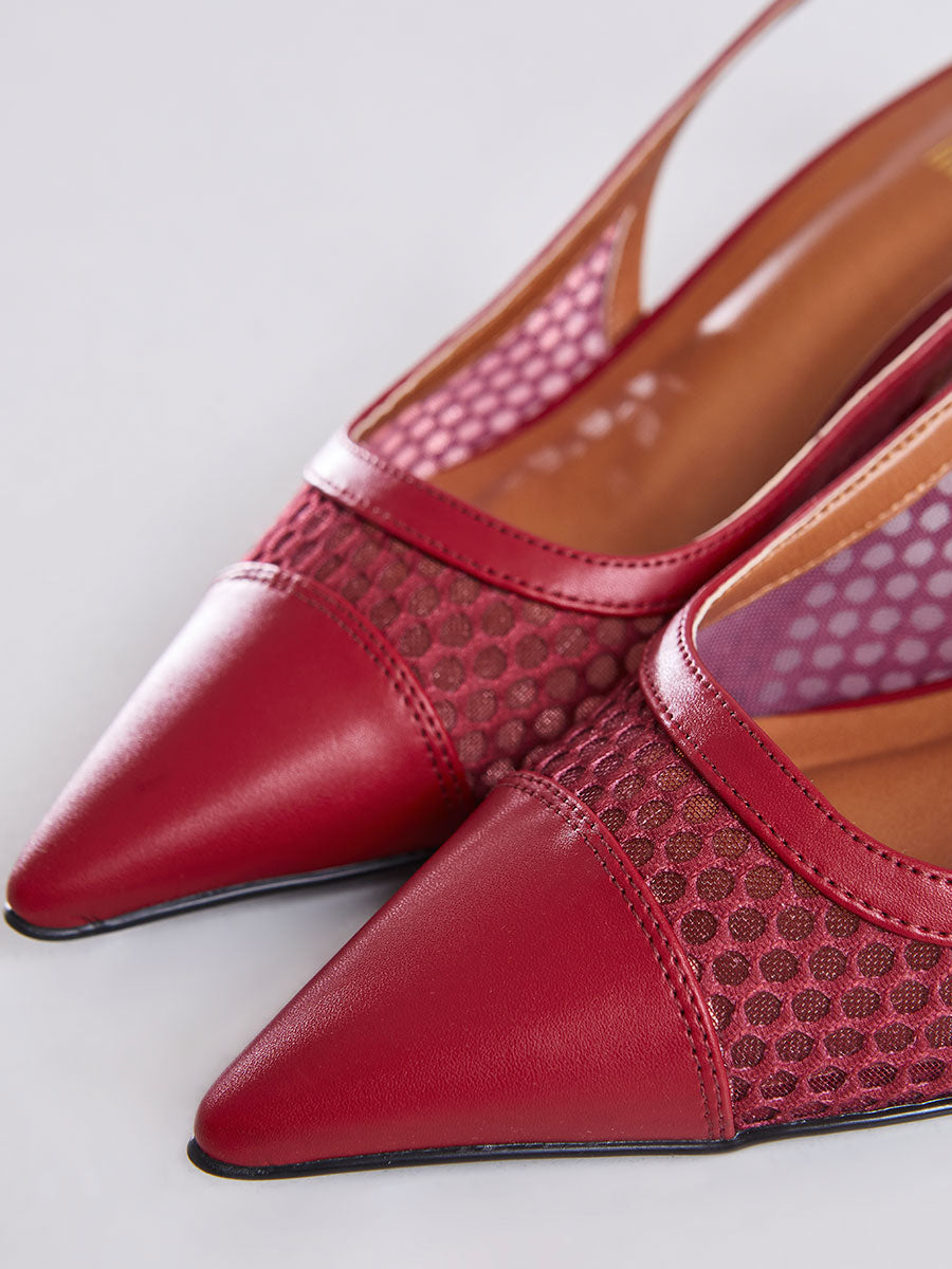 Sandália Salto Bloco Slingback Vinho