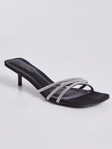 Sandalia Mule Feminino Salto Pequeno Preto