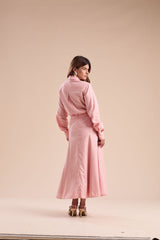Camisa Alfaiataria micro estampa rosa